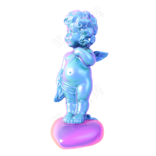 蒸汽波丘比特png图,免抠元素