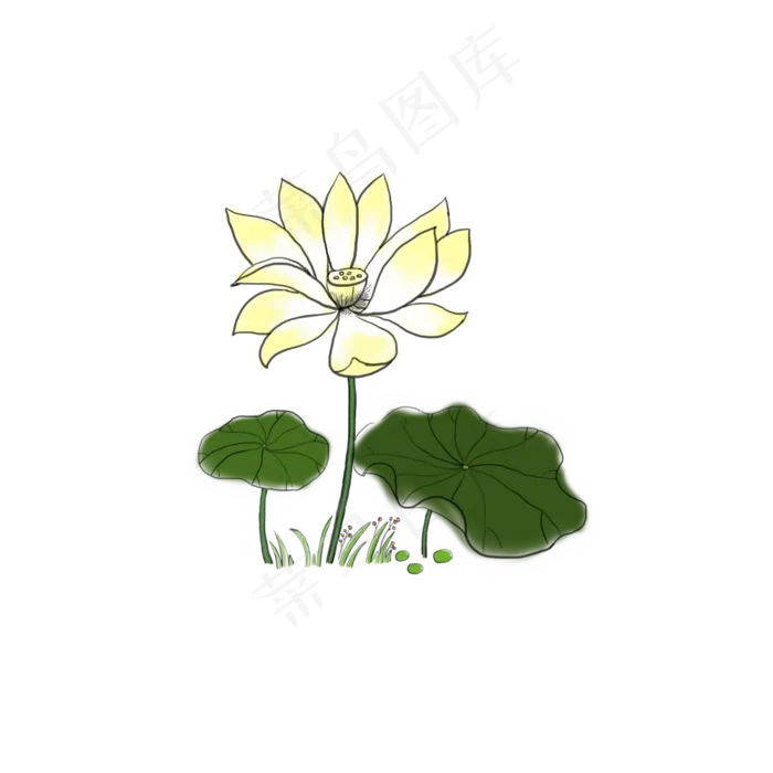 水墨荷花中国风商用素材(2000X2000(DPI:300))psd模版下载