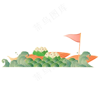 国潮风粽子浪花
