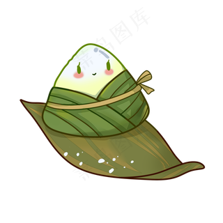 端午节绿色可爱小粽子卡通手绘装