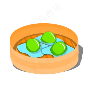 手绘卡通免扣青团