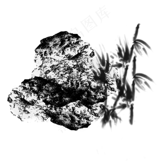 山水水墨画png素材