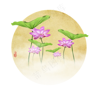 水彩手绘荷花可商用元素
