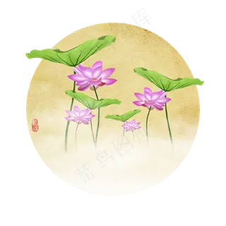 水彩手绘荷花可商用元素