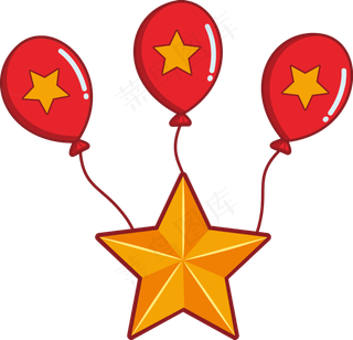 党建装饰矢量五星气球
