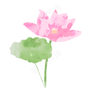 夏日清新水彩荷花荷叶