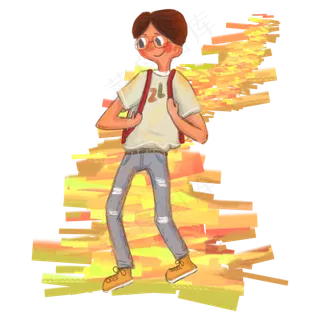 卡通人物上学元素