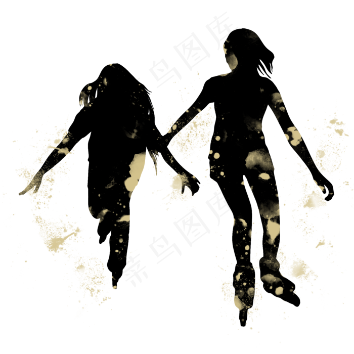 开学季轮滑社团招新剪影,免抠元素(2000X2000(DPI:300))psd模版下载