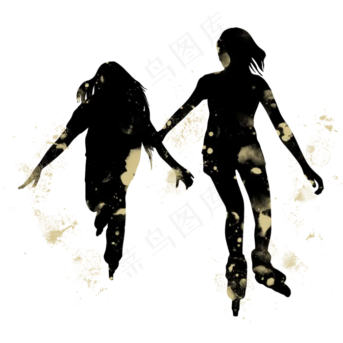 开学季轮滑社团招新剪影,免抠元素(2000X2000(DPI:300))psd模版下载