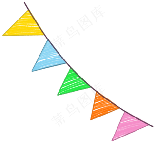 蜡笔风格卡通儿童节彩旗