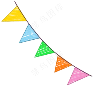 蜡笔风格卡通儿童节彩旗