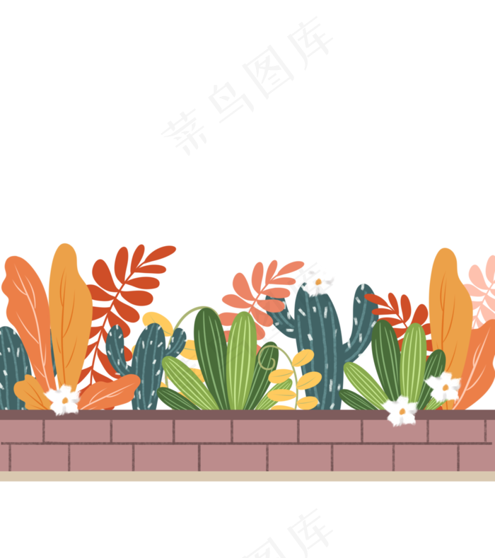 手绘围栏花草下载,免抠元素(3574*4028px)psd模版下载
