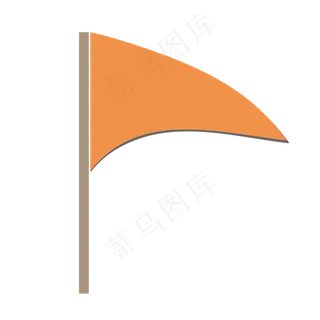 卡通矢量桔色飘逸旗帜,免抠元素