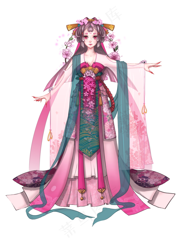 手绘游戏原画人物设定可爱花妖