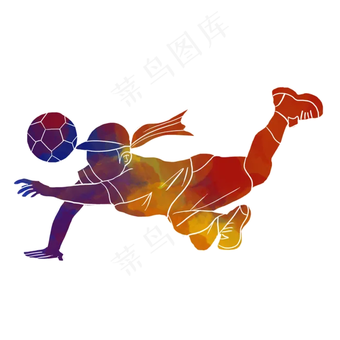 水彩运动足球女运动员(2000X2000(DPI:300))psd模版下载