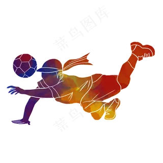 水彩运动足球女运动员