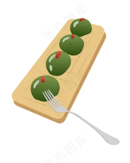 矢量卡通清明青团