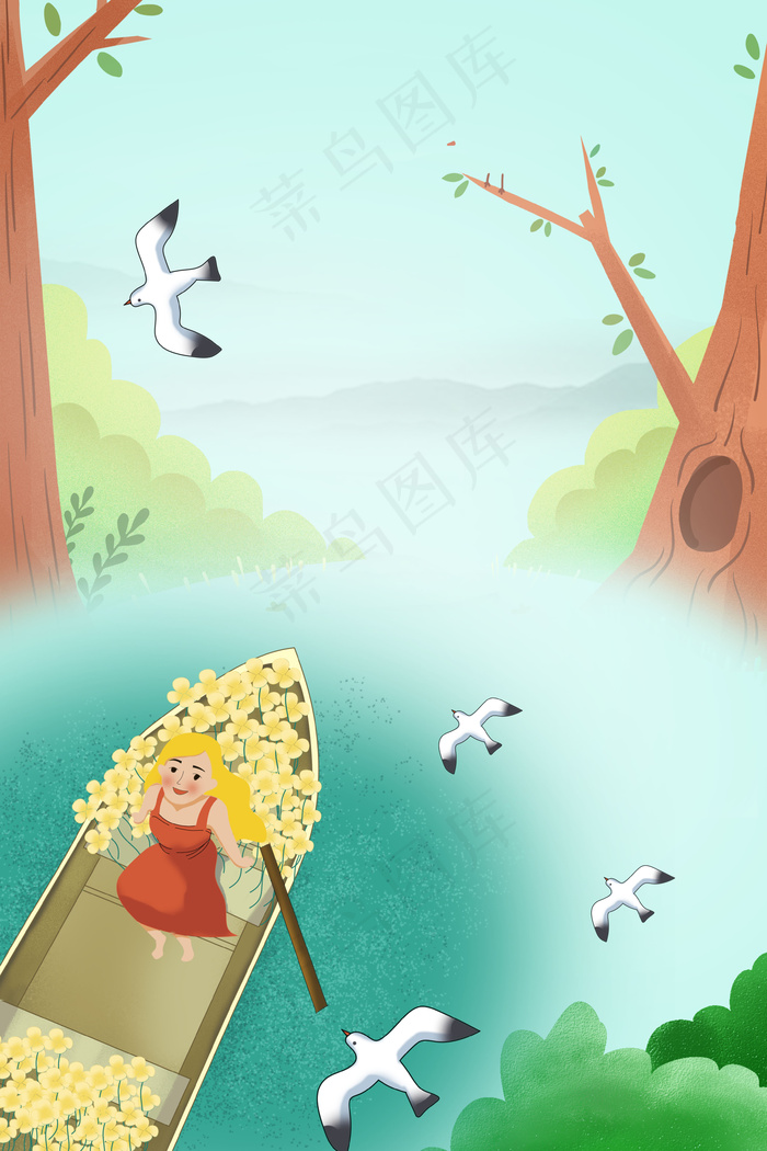 春天风景海报背景