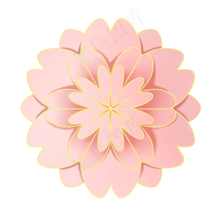 节日边框立体剪纸花,免抠元素(2050X2050(DPI:299))psd模版下载