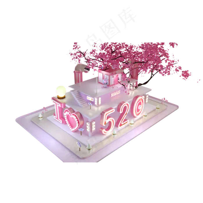 彩色创意植物建筑房屋元素(2000X2000(DPI:300))psd模版下载