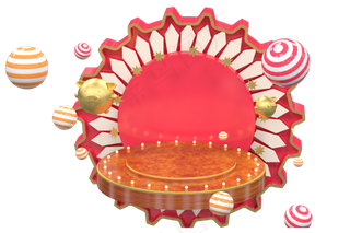 红色喜庆中国风舞台,免抠元素