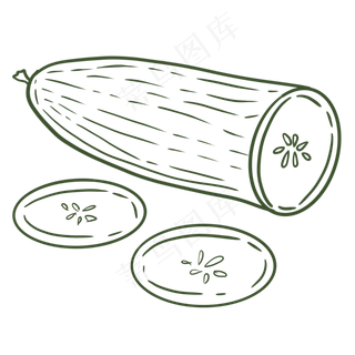 线条场景夏天水果蔬菜黄瓜