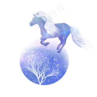 手绘水彩唯美动物骏马可商用元素
