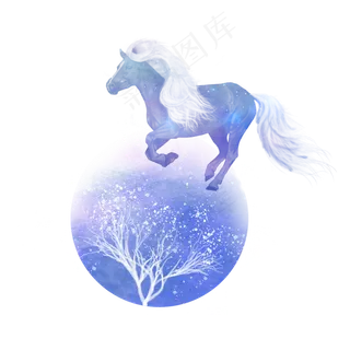 手绘水彩唯美动物骏马可商用元素