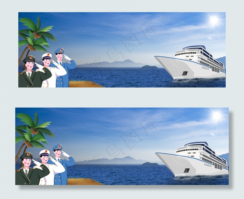 海边的海军军人背景