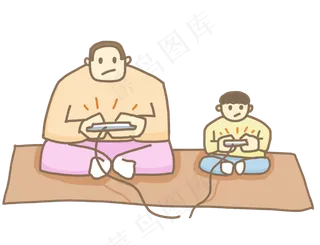 父亲节打游戏的父子