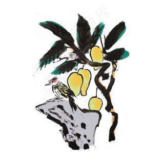 夏天水果芒果手绘