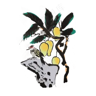 夏天水果芒果手绘