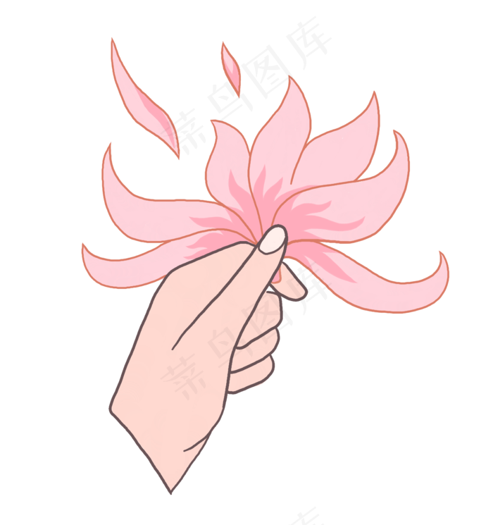 红色花朵卡通插画