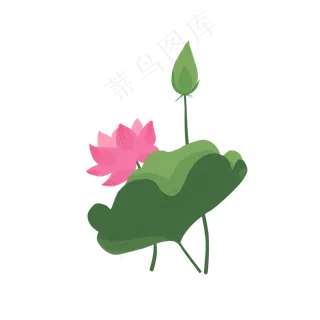 粉红色荷花扁平风