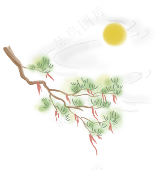 松树祈福和日出