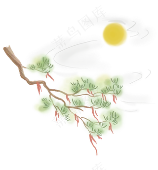 松树祈福和日出