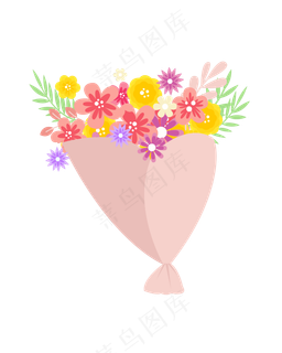 矢量手绘卡通花束,免抠元素 矢量手绘卡通花束,免抠元素