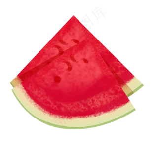 手绘写实两小块西瓜psd透明底