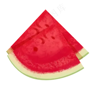 手绘写实两小块西瓜psd透明底
