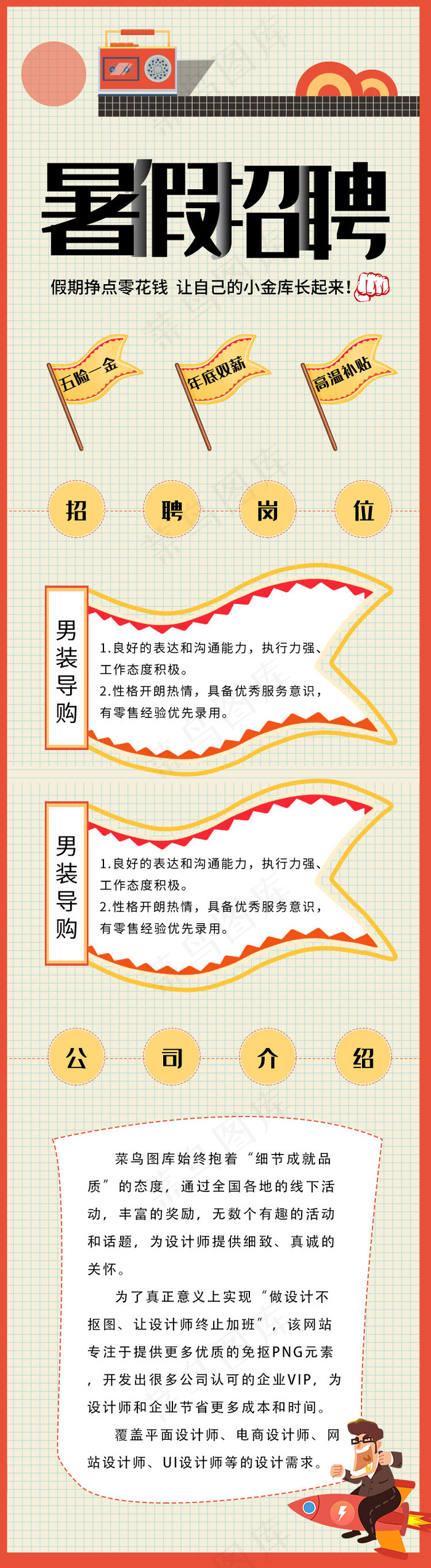 暑假招聘h5长图(750X2726(DPI:96))psd模版下载