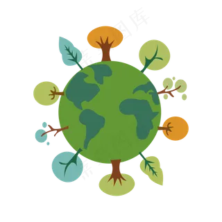植树节环保地球矢量,免抠元素