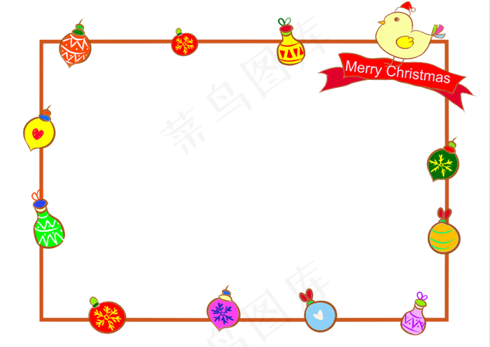 手绘圣诞节礼品袋边框,免抠元素