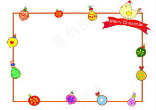 手绘圣诞节礼品袋边框,免抠元素