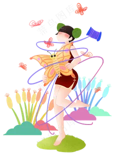 端午节放风筝女孩