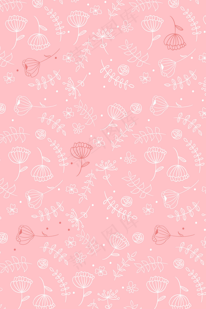 手绘植物花草清新平铺背景