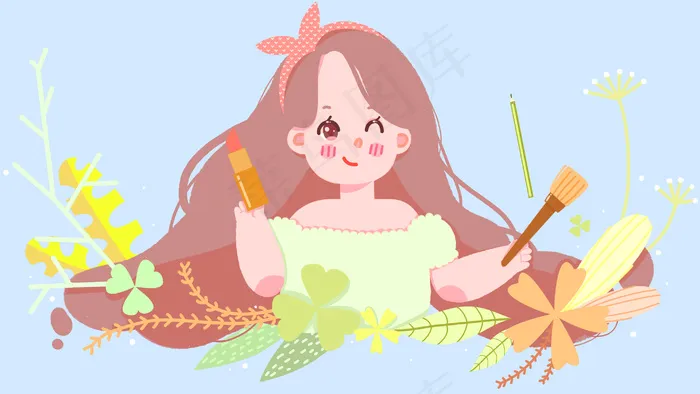 精致猪猪女孩化妆(2880X1620(DPI:300))psd模版下载