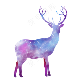 水彩动物麋鹿