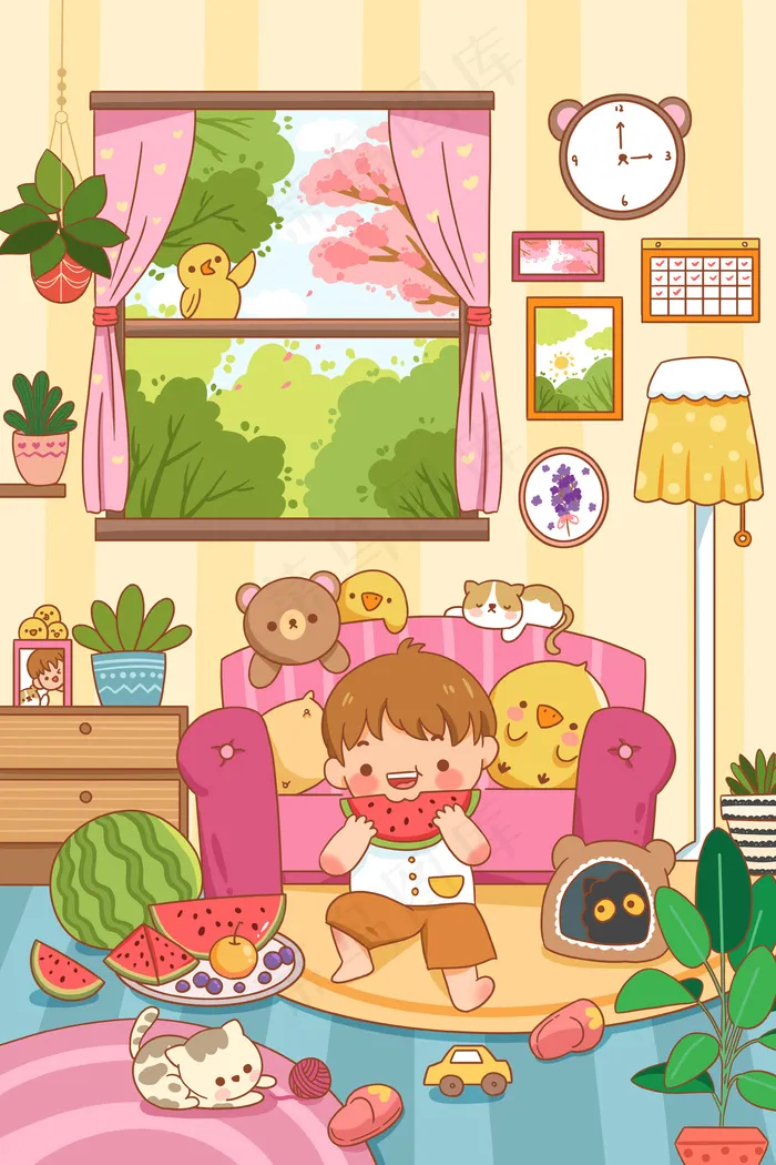 51劳动节男孩宅家(3545*5315px 300 dpi )psd模版下载