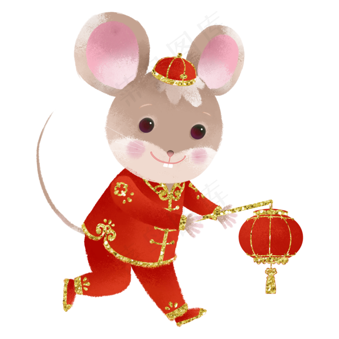 2020新年鼠年子鼠提灯笼,免抠元素(2000X2000(DPI:300))psd模版下载
