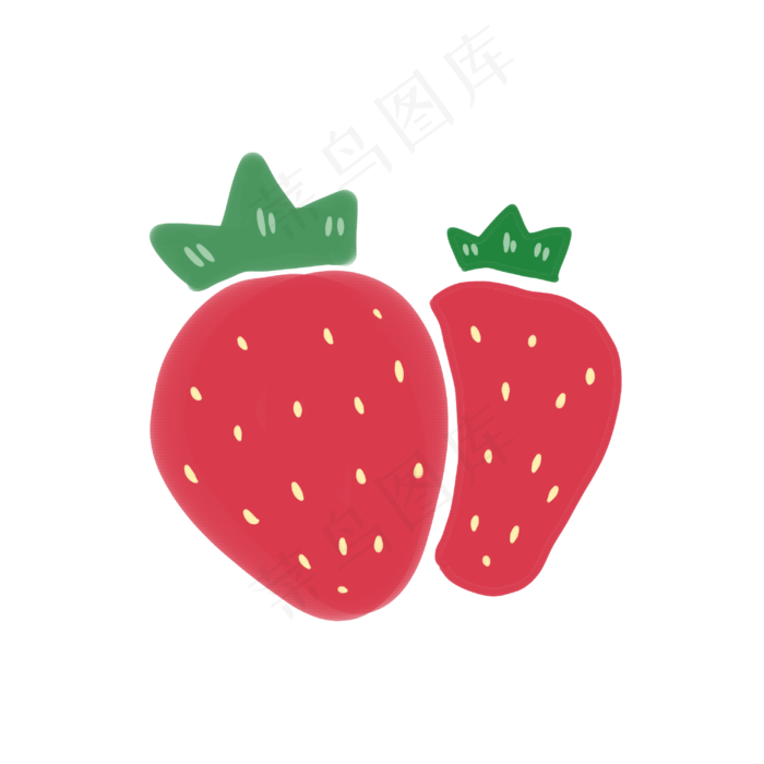 手绘水果草莓两只